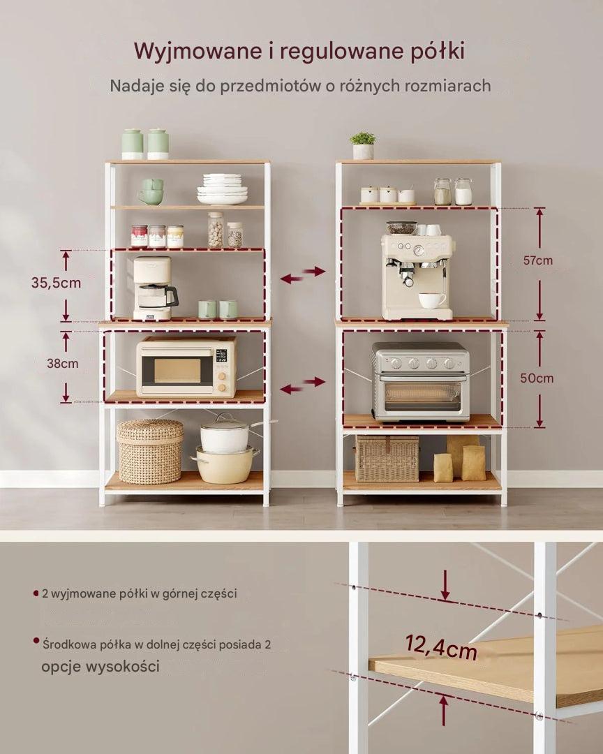 Industriel køkkenreol med 4 hylder og S-kroge