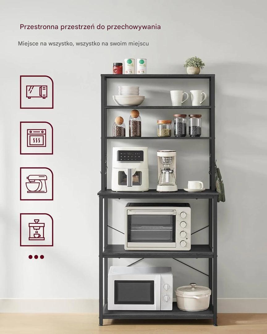 Industriel køkkenreol med 4 hylder og S-kroge