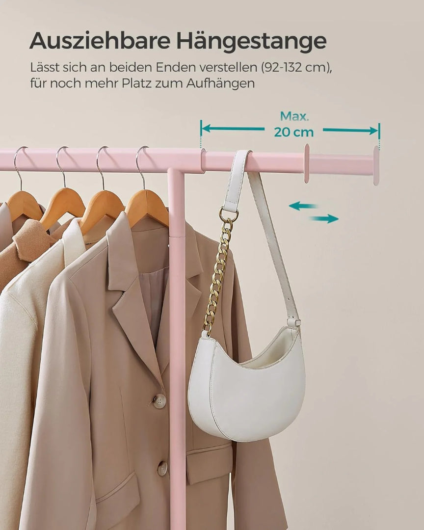 Tøjstativ på hjul – udtrækkeligt metalstativ 90 kg