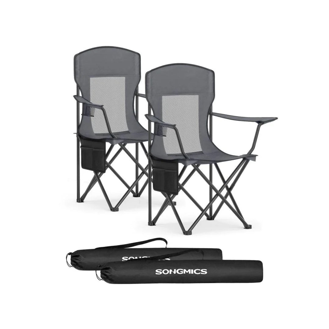 Sæt med 2 sammenklappelige campingstole med kopholder
