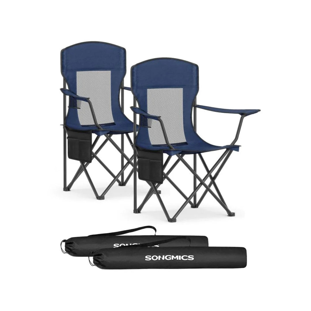 Sæt med 2 sammenklappelige campingstole med kopholder