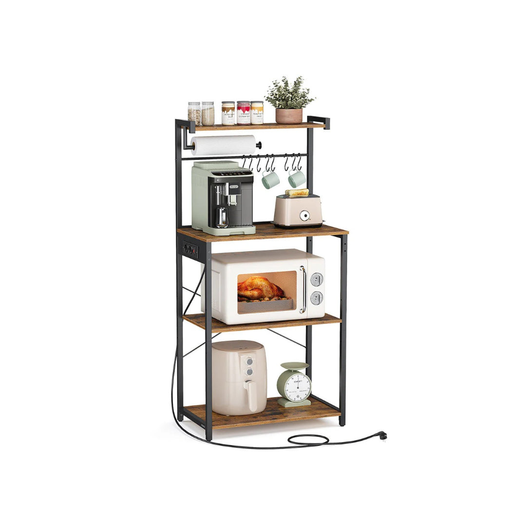 Køkkenreol med stikkontakt – mikrobølgehylde med justerbar hylde