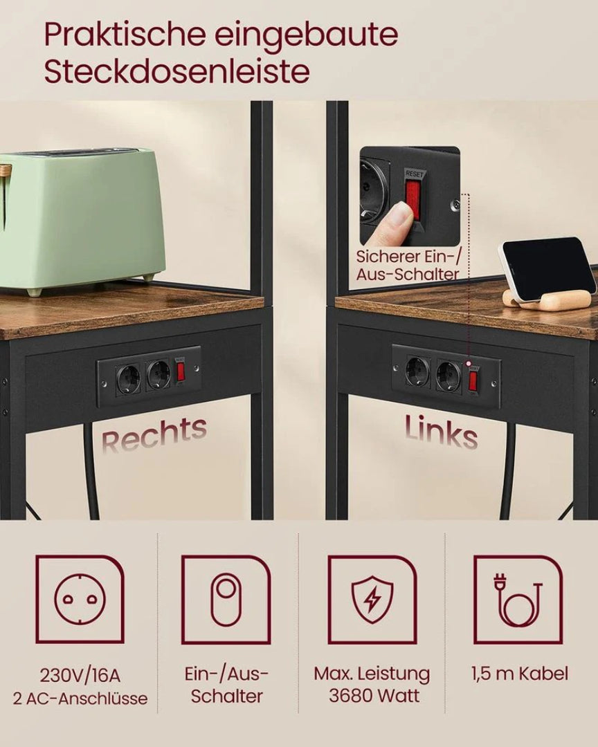 Køkkenreol med stikkontakt – mikrobølgehylde med justerbar hylde
