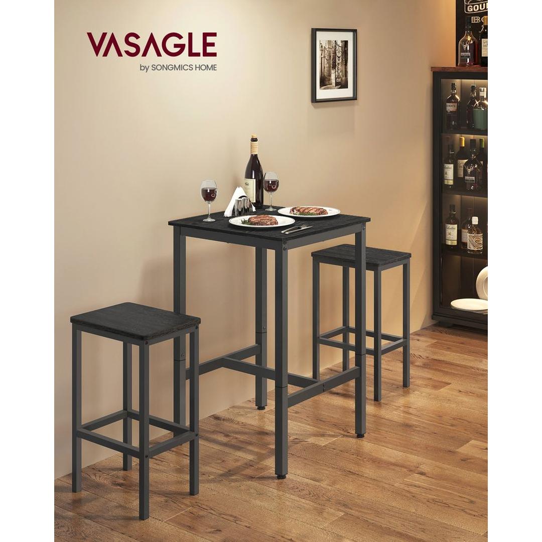 Barbord med stålstel – kvadratisk bord i industriel stil, 60 × 60 × 92 cm