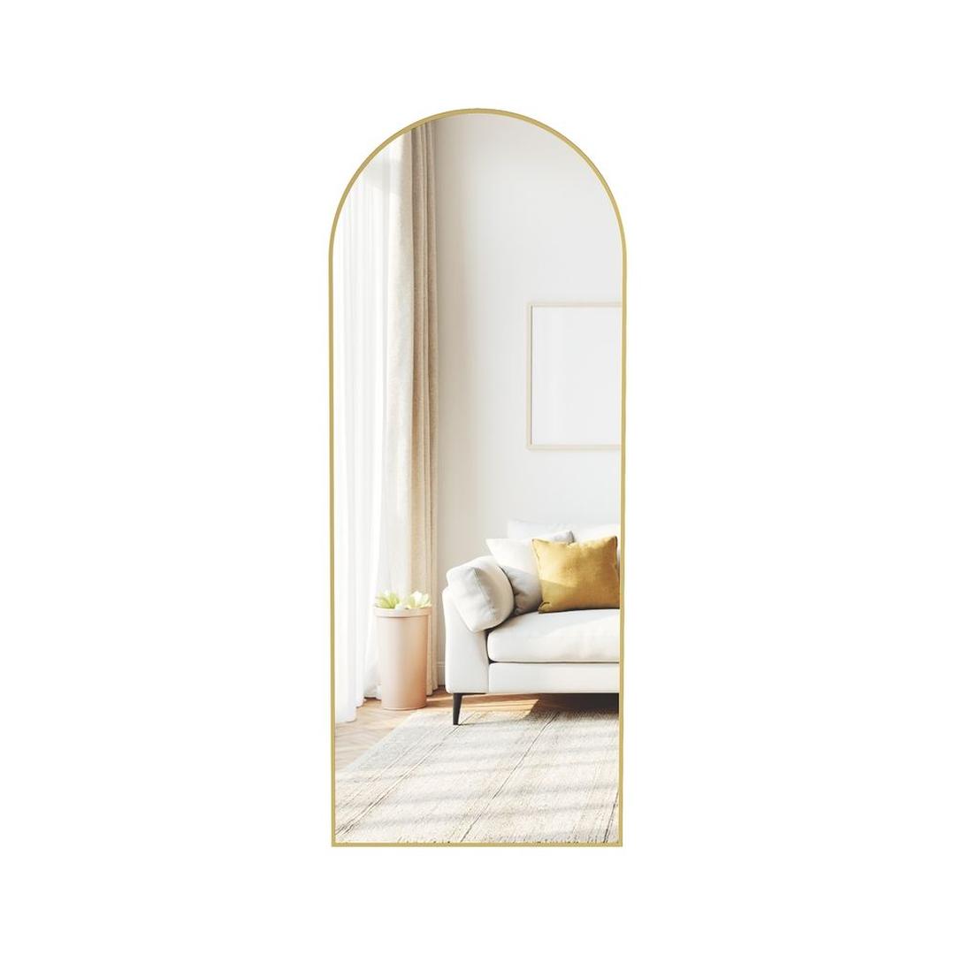 Stående Spejl med Buet Design – Fritstående eller Vægspejl med Aluminiumsramme, 160 × 50 cm