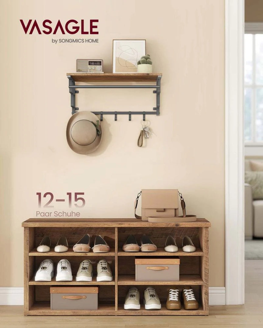 Skobænk med 6 åbne rum landlig stil