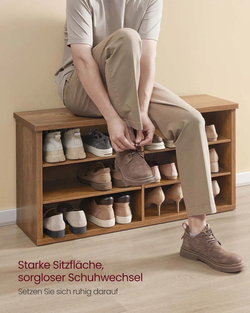 Skobænk med 6 åbne rum landlig stil