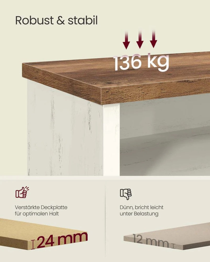 Skobænk med 6 åbne rum landlig stil