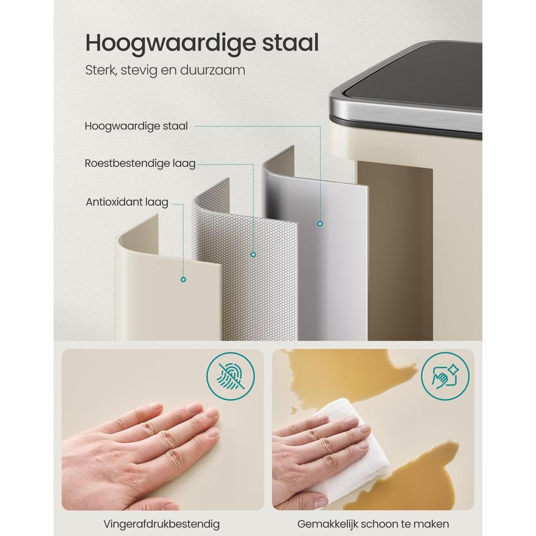 Skraldespand med udtagelig indersæk – pedalspand af stål med soft-close låg