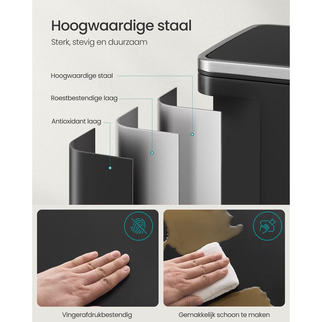 Skraldespand med udtagelig indersæk – pedalspand af stål med soft-close låg