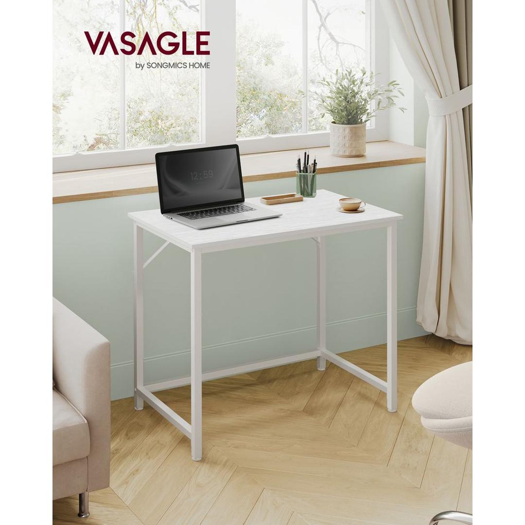 Kompakt Skrivebord med Metalramme – 50 × 80 × 76 cm – Solid Bordplade til Hjemmearbejde og Studie