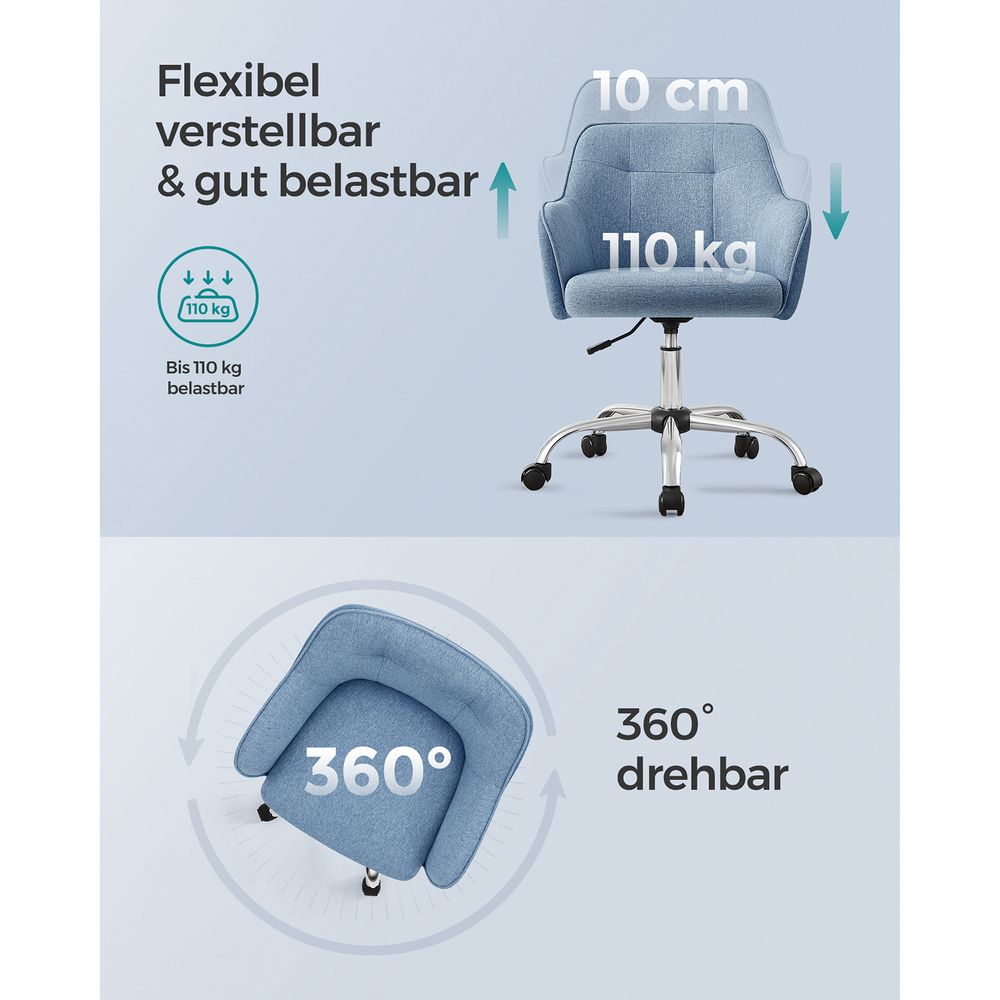 Højdejusterbar Kontorstol – Komfortabel Skrivebordsstol til Hjem og Kontor