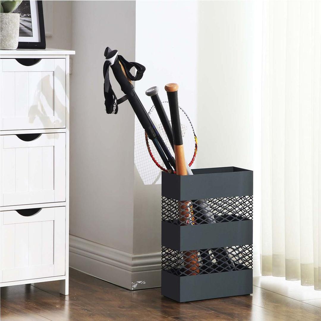 Paraplystativ med 4 Kroge – Metal Paraplyholder med Drypbakke i Antracit
