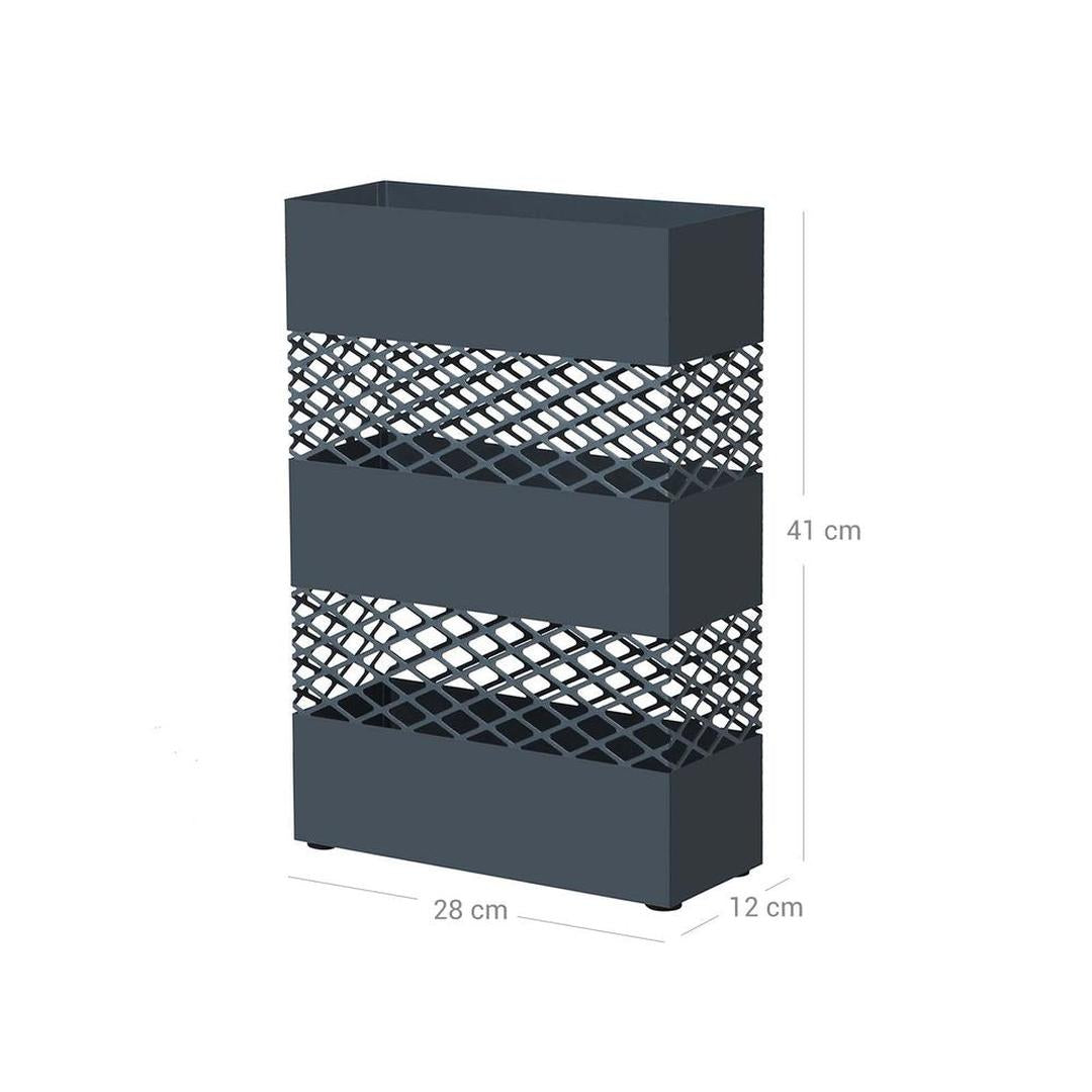 Paraplystativ med 4 Kroge – Metal Paraplyholder med Drypbakke i Antracit