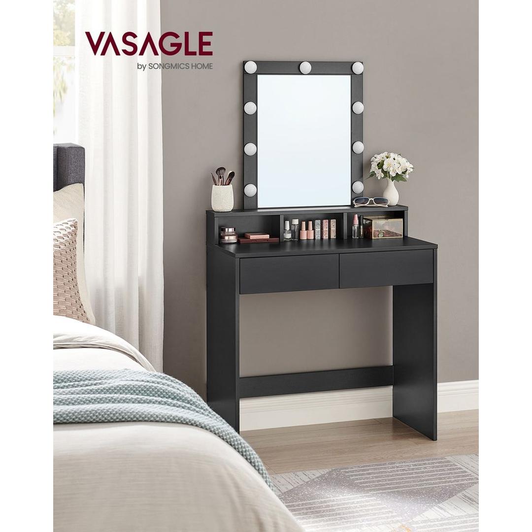 Sminkebord med LED-Belysning – Makeupbord med Spejl og Opbevaring