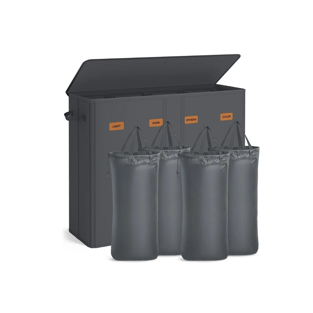 3-delt vasketøjskurv med låg og aftagelig pose