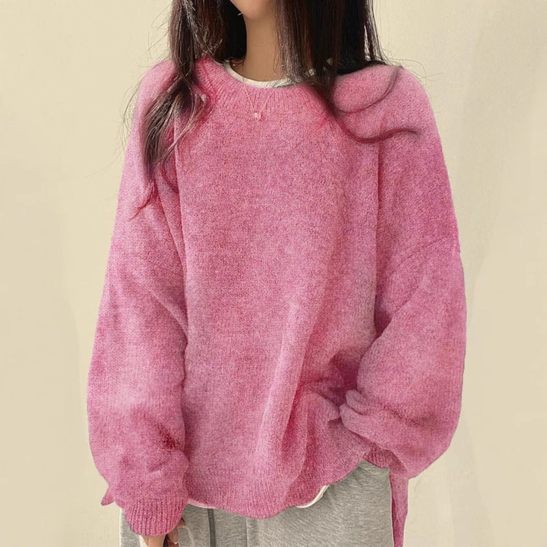 Oversize sweater til damer med rund hals – billede 3
