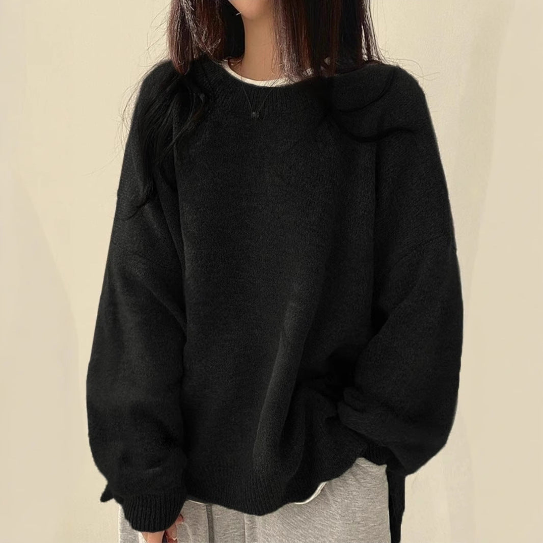 Oversize sweater til damer med rund hals – billede 4