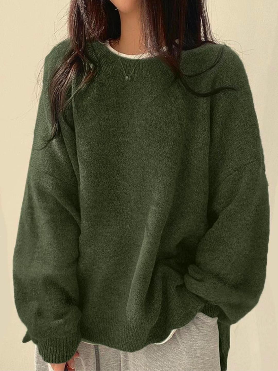 Oversize sweater til damer med rund hals – billede 7