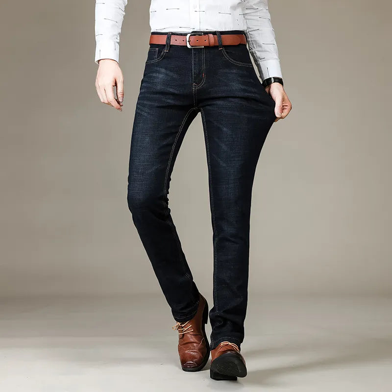 Lige jeans med stretch i holdbart materiale – billede 4