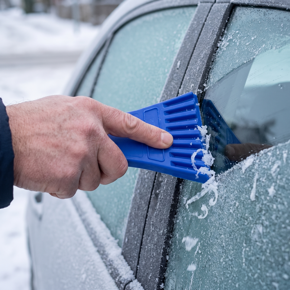 Flad isskraber, der skraber rimfrost af en bilrude