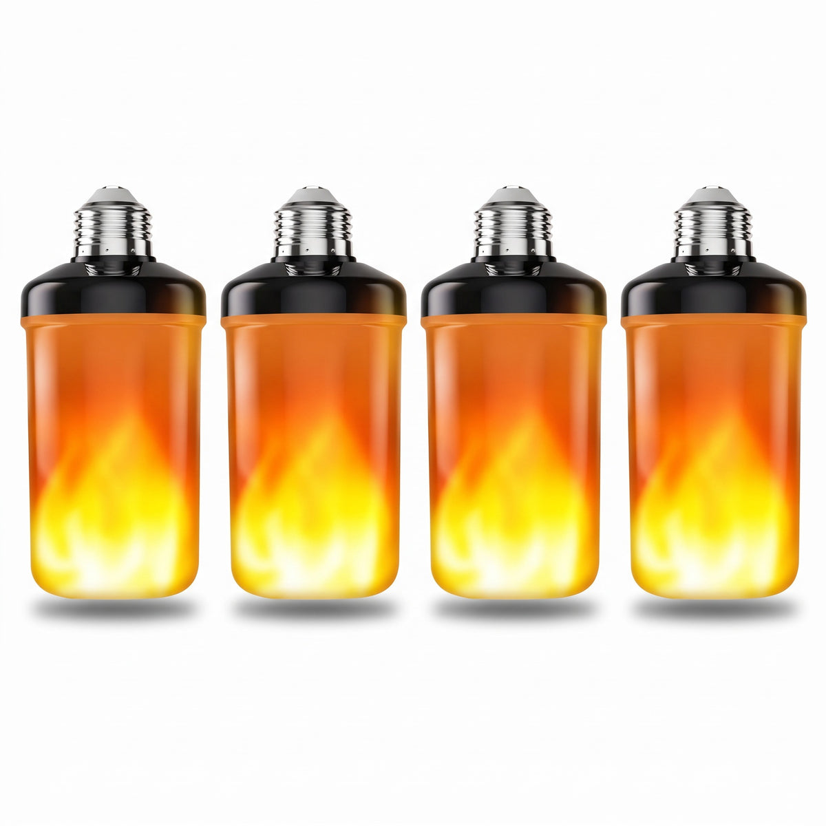Flammepære med LED og flimrende ildeffekt, E27-sokkel og 4 lysfunktioner, sæt med 2, 4 eller 6