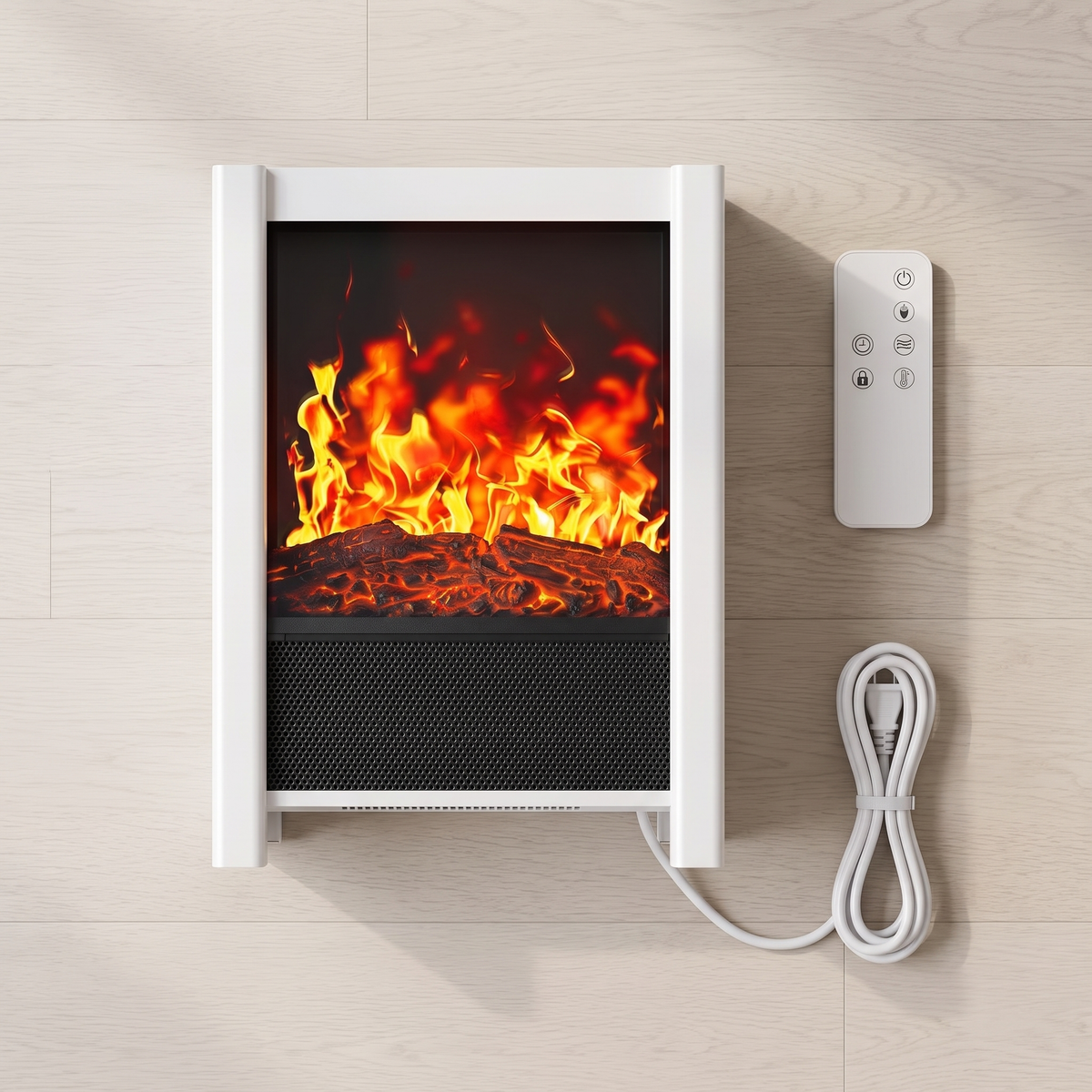 Fritstående elektrisk pejs med LED-flammeeffekt – billede 6