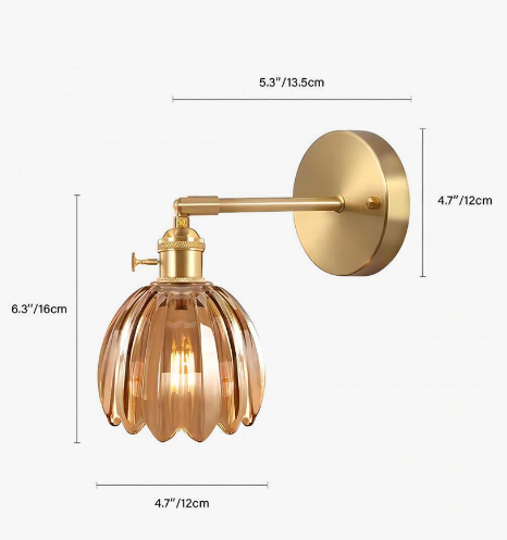 GLASLYNG retro væglampe i metal og glas – billede 7