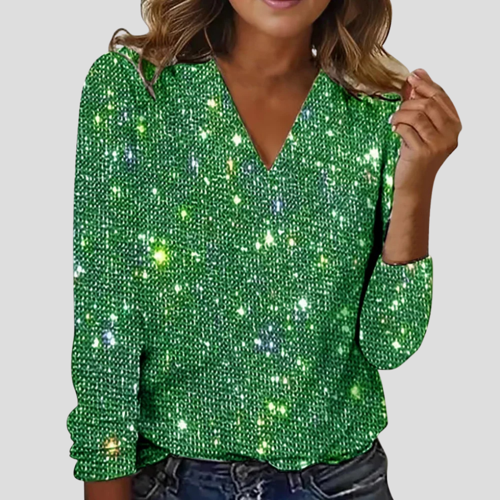 GLITTERNAT pailletbluse med lange ærmer – billede 4