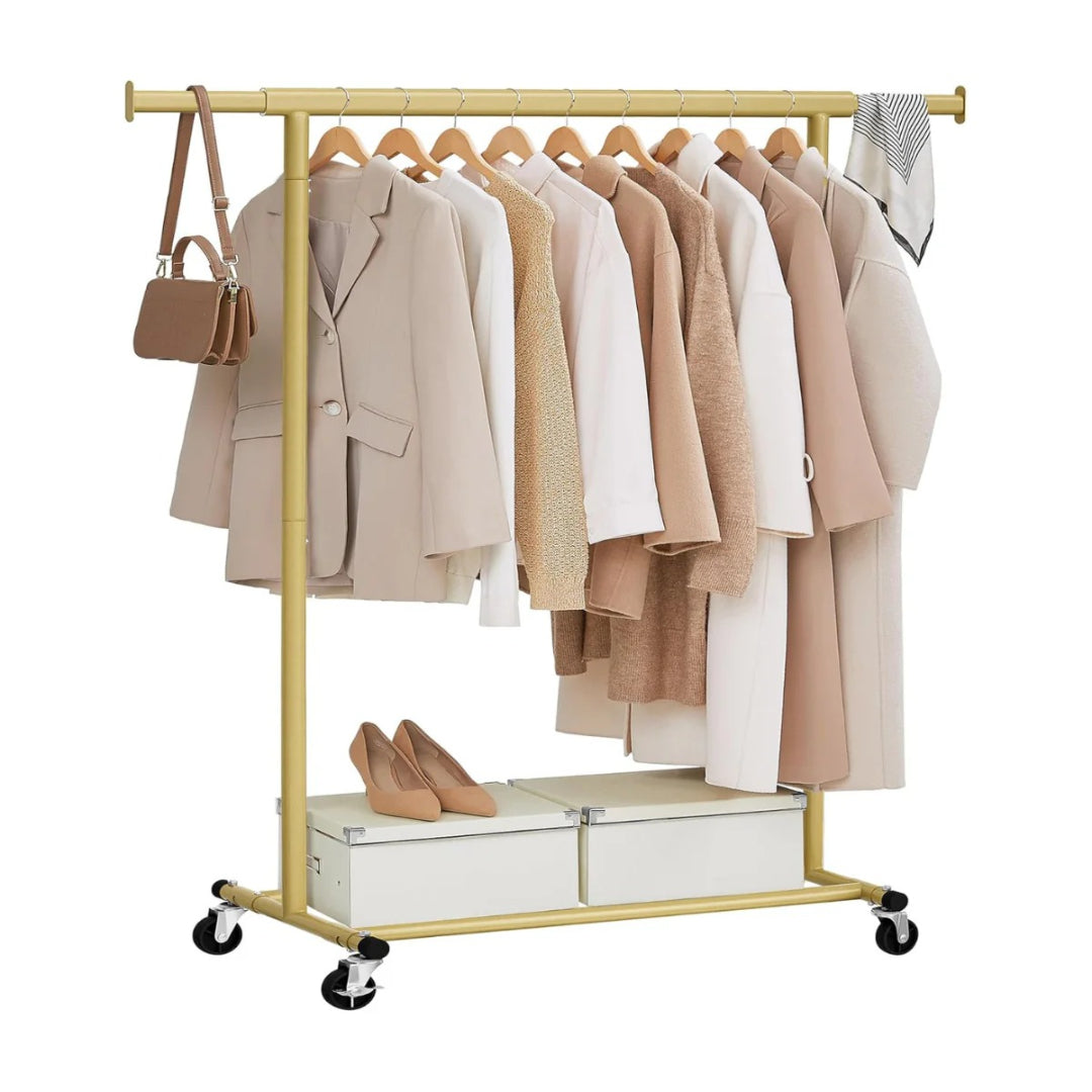 Tøjstativ på hjul – udtrækkeligt metalstativ 90 kg