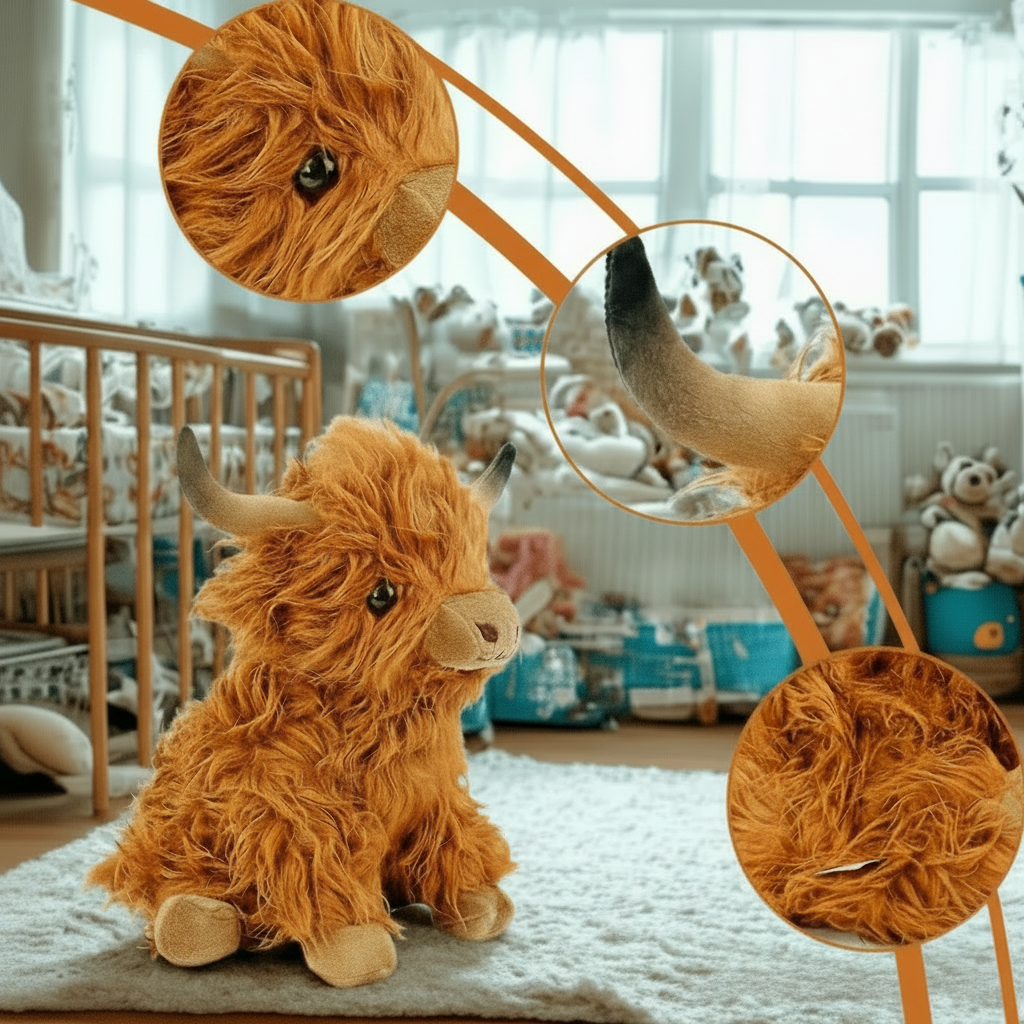 Blød bamse på 25 cm formet som en highland ko – billede 3