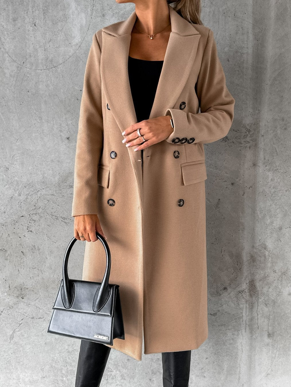 Elegant varm vinterjakke til damer i khaki – billede 7
