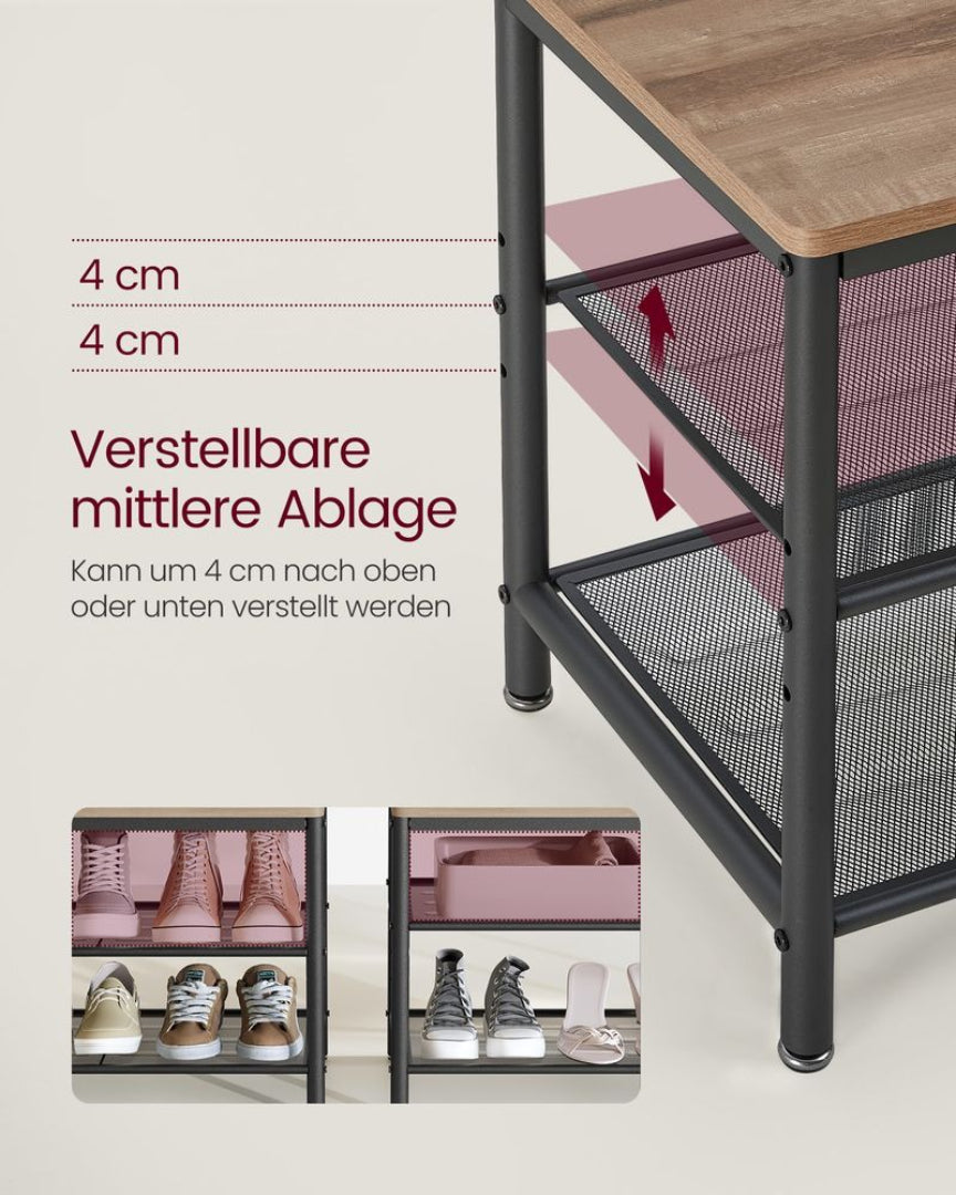 Garderobestativ med skoreol bænk og spejl 4-i-1