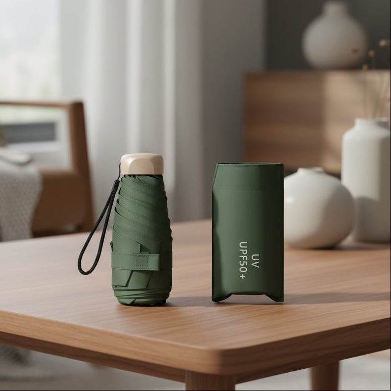 LOMMEBY miniparaply slået op i en klar farve