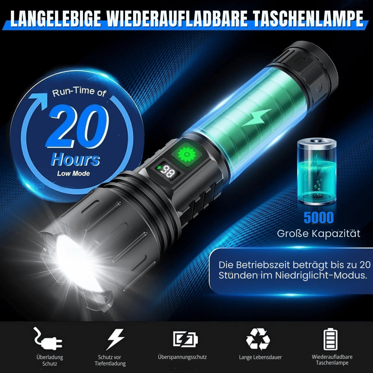 LYSKRAFT LED-lommelygte i aluminium – billede 3