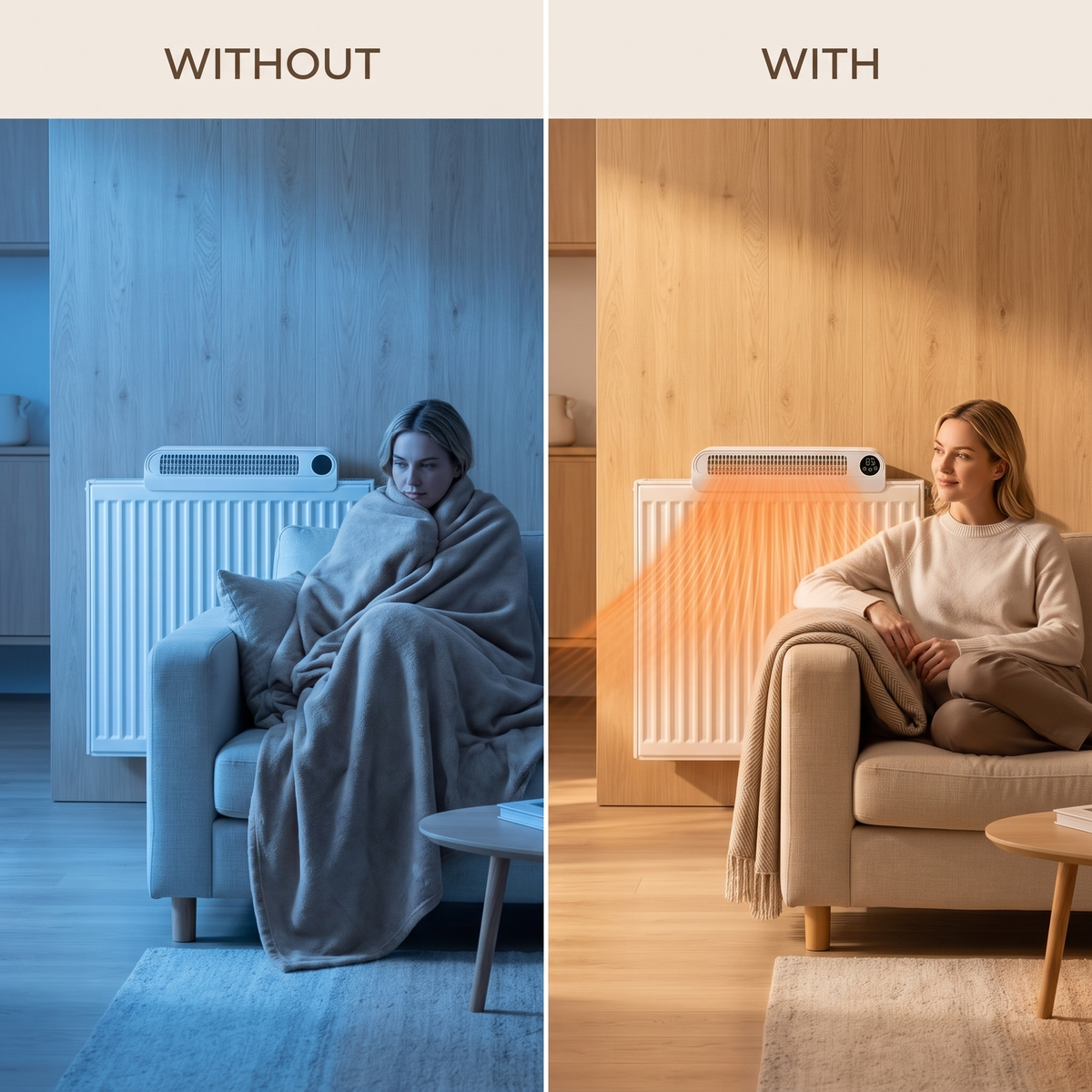 Hvid magnetisk radiatorventilator med USB – billede 4
