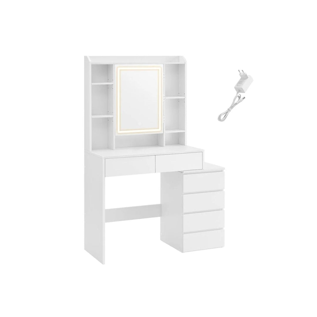 Sminkebord med LED-belysning og opbevaring