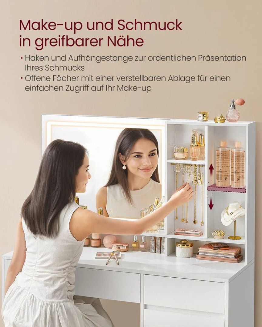 Sminkebord med LED-spejl og stikkontakter