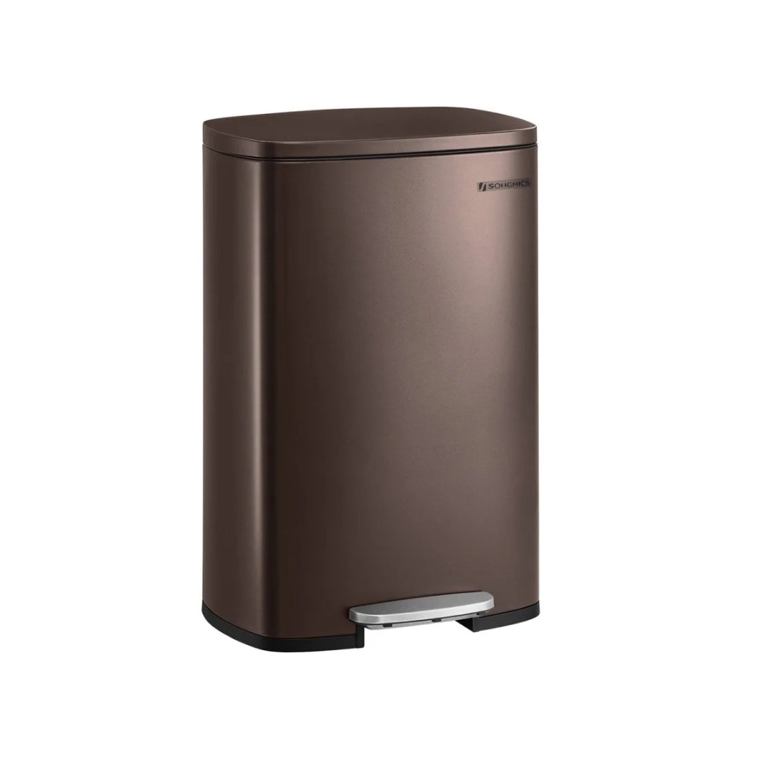 50L affaldsspand i rustfrit stål med pedal og soft-close låg