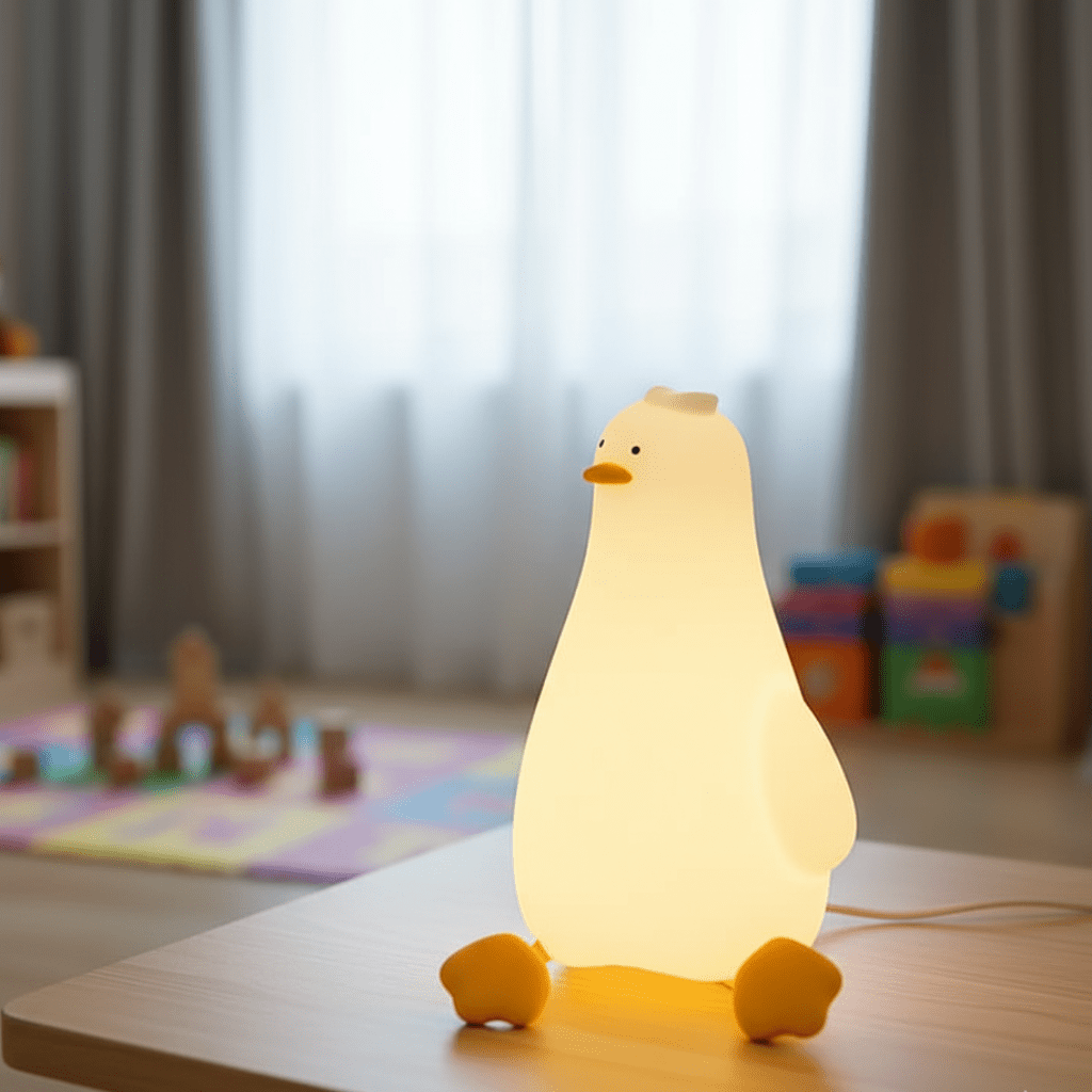 Natlampe i blød silikone formet som en panda med varmt lys