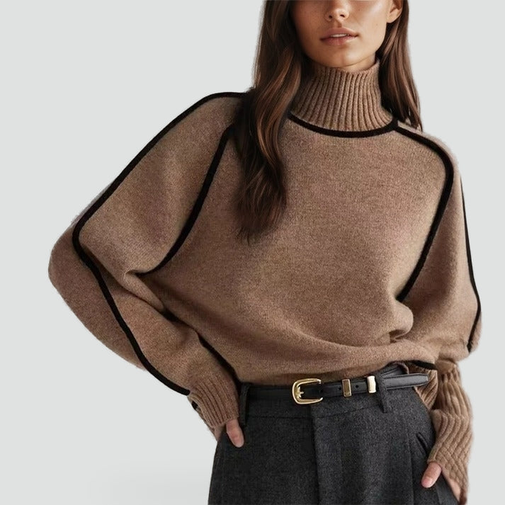 NORDKRAVE sweater til damer med rullekrave set forfra