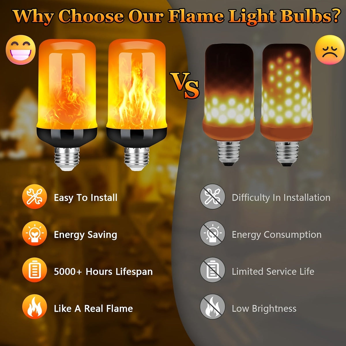 LED-flammepære med flimrende ildeffekt, billede 4