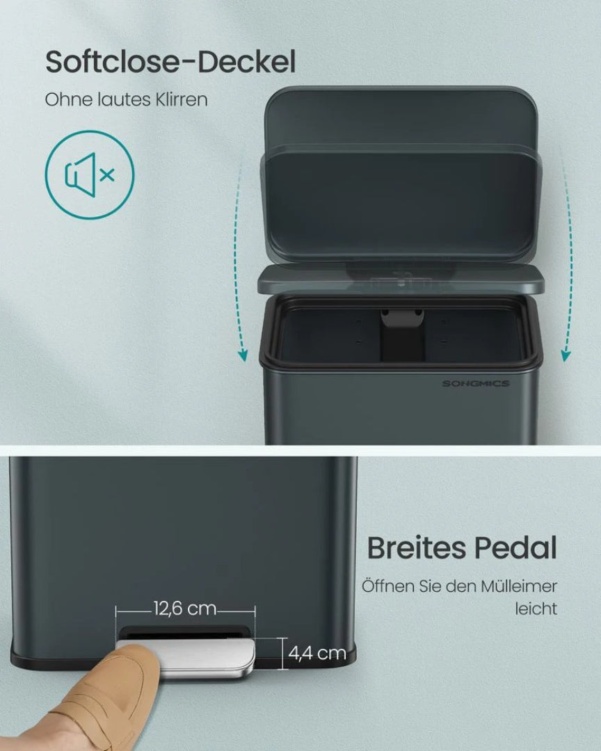 40L pedalspand med soft close låg og stål krop – produktvisning 10 | Noreva Home
