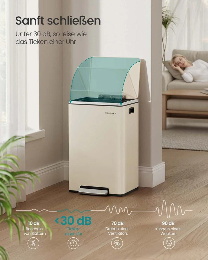 50L affaldsspand i rustfrit stål med pedal og soft-close låg – produktvisning 4 | Noreva Home