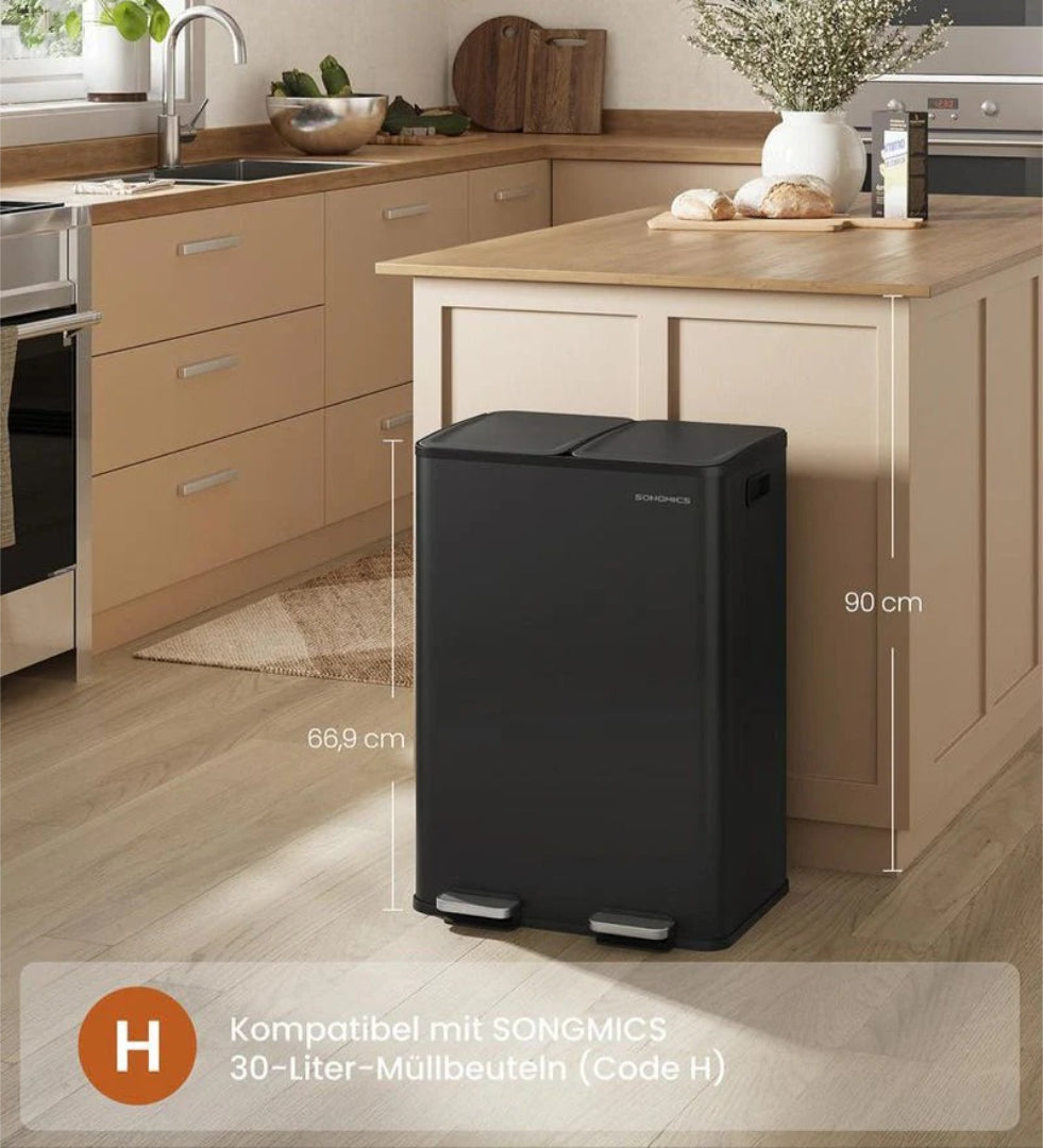 60L dobbelt pedalspand med udtagelige beholdere – produktvisning 4 | Noreva Home