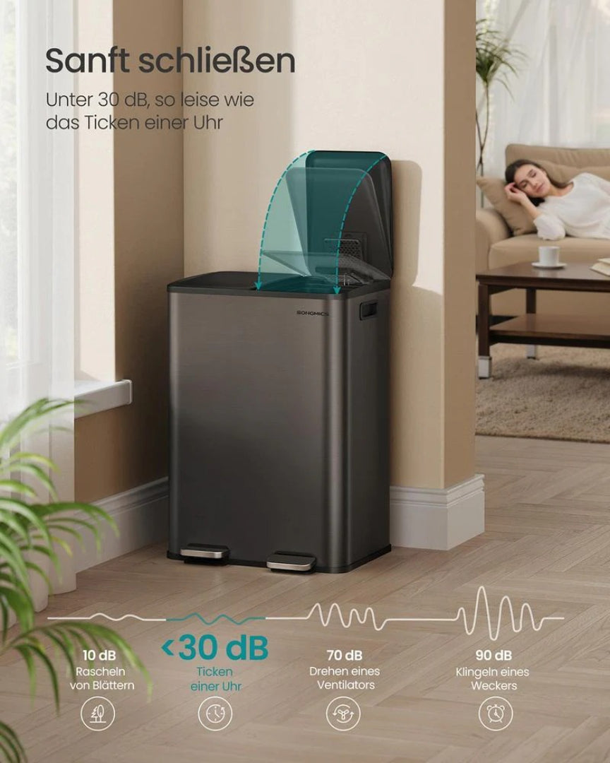 60L dobbelt pedalspand med udtagelige beholdere – produktvisning 6 | Noreva Home