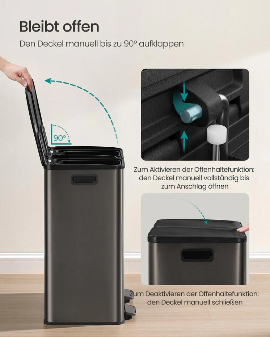 60L dobbelt pedalspand med udtagelige beholdere – produktvisning 7 | Noreva Home