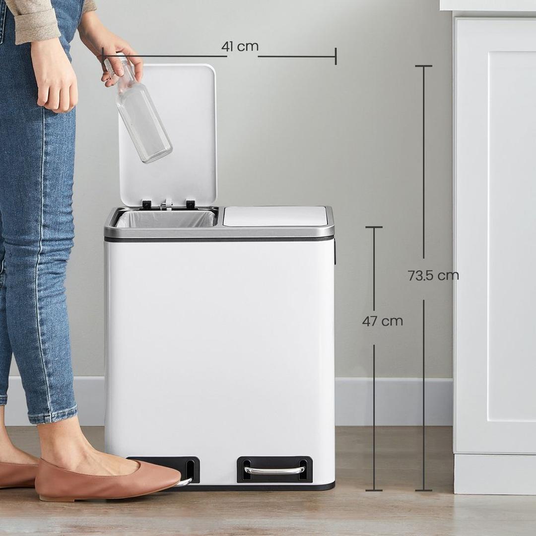 Affaldssorteringsspand 2 × 15 liter – skraldespand med 2 rum – inklusive 15 affaldsposer – produktvisning 21 | Noreva Home