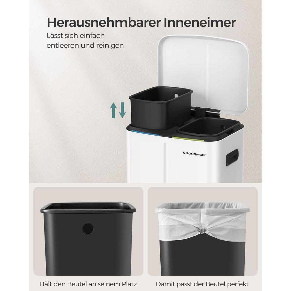 Affaldssorteringsspand 40 Liter med 2 Rum – Kompakt Skraldespand til Kildesortering – produktvisning 9 | Noreva Home