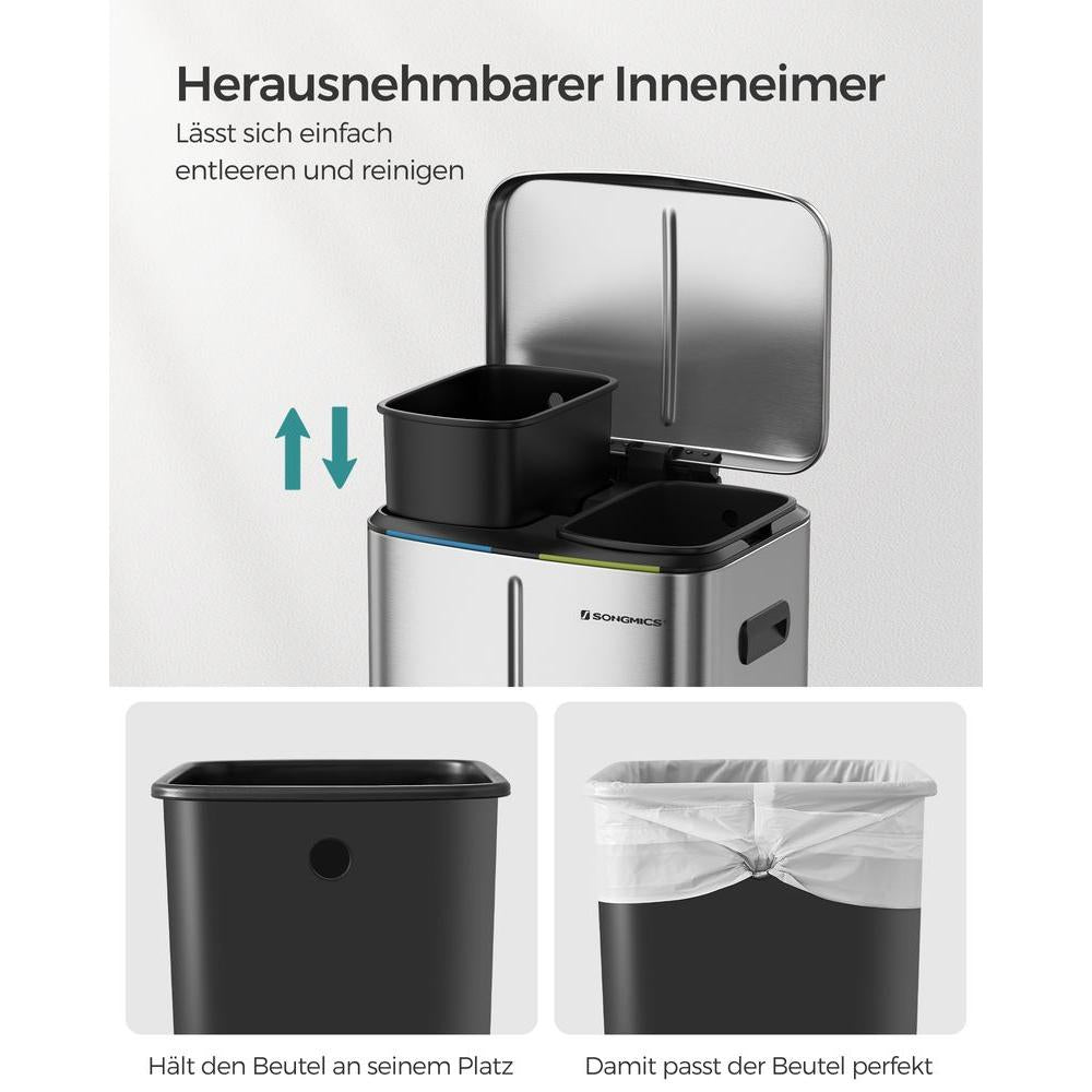 Affaldssorteringsspand 40 Liter med 2 Rum – Kompakt Skraldespand til Kildesortering – produktvisning 16 | Noreva Home